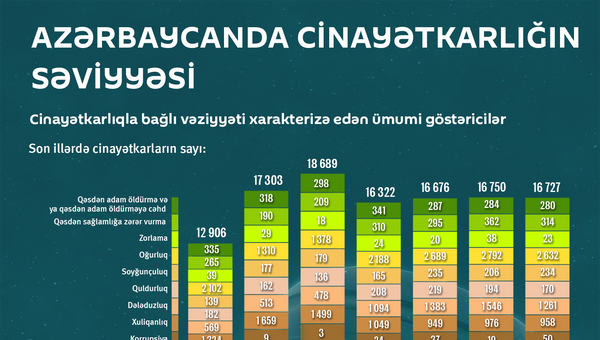 İnfoqrafika:  Azərbaycanda cinayətlərin statistikası - Sputnik Azərbaycan