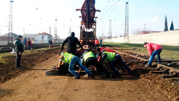 Строительство железной дороги, фото из архива - Sputnik Азербайджан