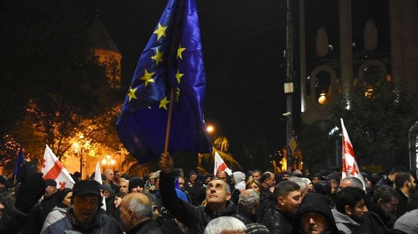 Участники акции протеста в Тбилиси - Sputnik Азербайджан