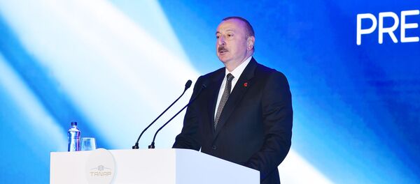 Президент Ильхам Алиев на церемонии открытия части проекта TANAP, которая будет соединена с Европой - Sputnik Азербайджан