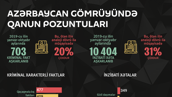 İnfoqrafika: Azərbaycan gömrüyündə qanun pozuntuları - Sputnik Azərbaycan