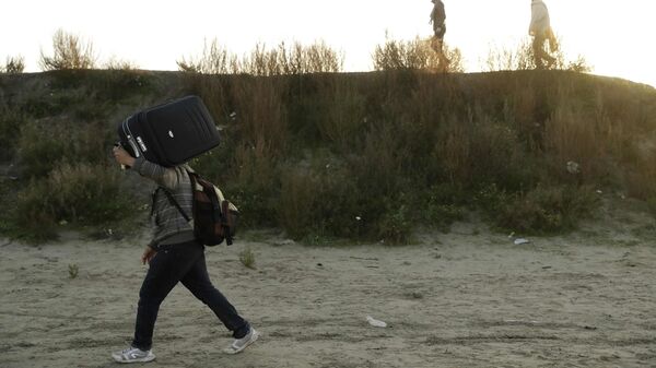 Мигрант с багажом, фото из архива - Sputnik Азербайджан