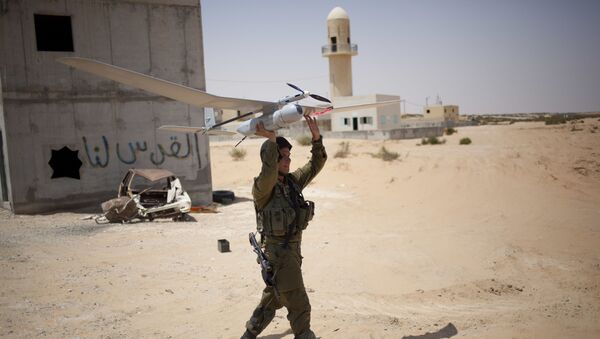 Израильский солдат держит в руках беспилотник  - Sputnik Азербайджан