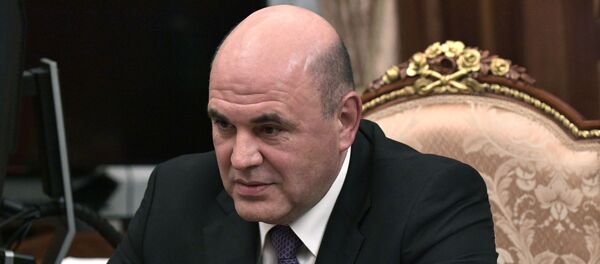 Руководитель Федеральной налоговой службы РФ Михаил Мишустин во время встречи с президентом РФ Владимиром Путиным - Sputnik Азербайджан