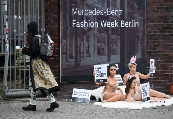 Активисты во время Берлинской недели моды  - Sputnik Азербайджан