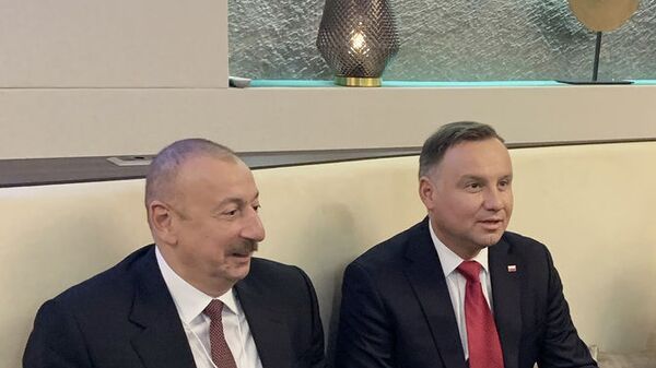 Davosda Azərbaycan Prezidenti İlham Əliyev və Polşa Prezidenti Andjey Duda arasında görüş - Sputnik Azərbaycan