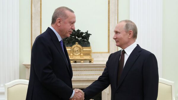  Президент РФ Владимир Путин и президент Турции Реджеп Тайип Эрдоган - Sputnik Азербайджан