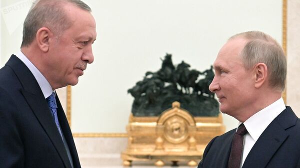 Президент РФ Владимир Путин и президент Турции Реджеп Тайип Эрдоган - Sputnik Азербайджан