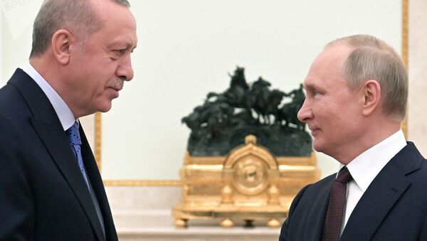 Президент РФ Владимир Путин и президент Турции Реджеп Тайип Эрдоган - Sputnik Azərbaycan
