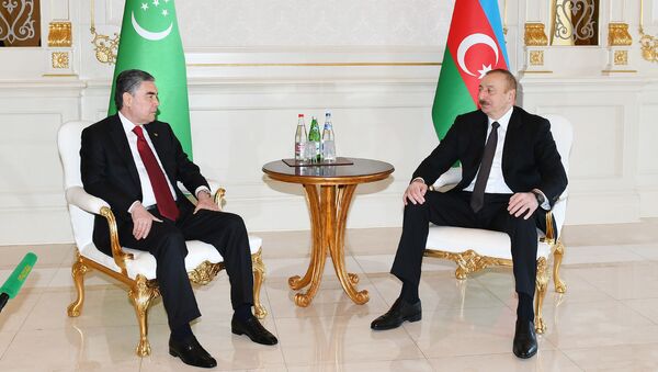Встреча один на один президентов Азербайджана и Туркменистана - Sputnik Azərbaycan