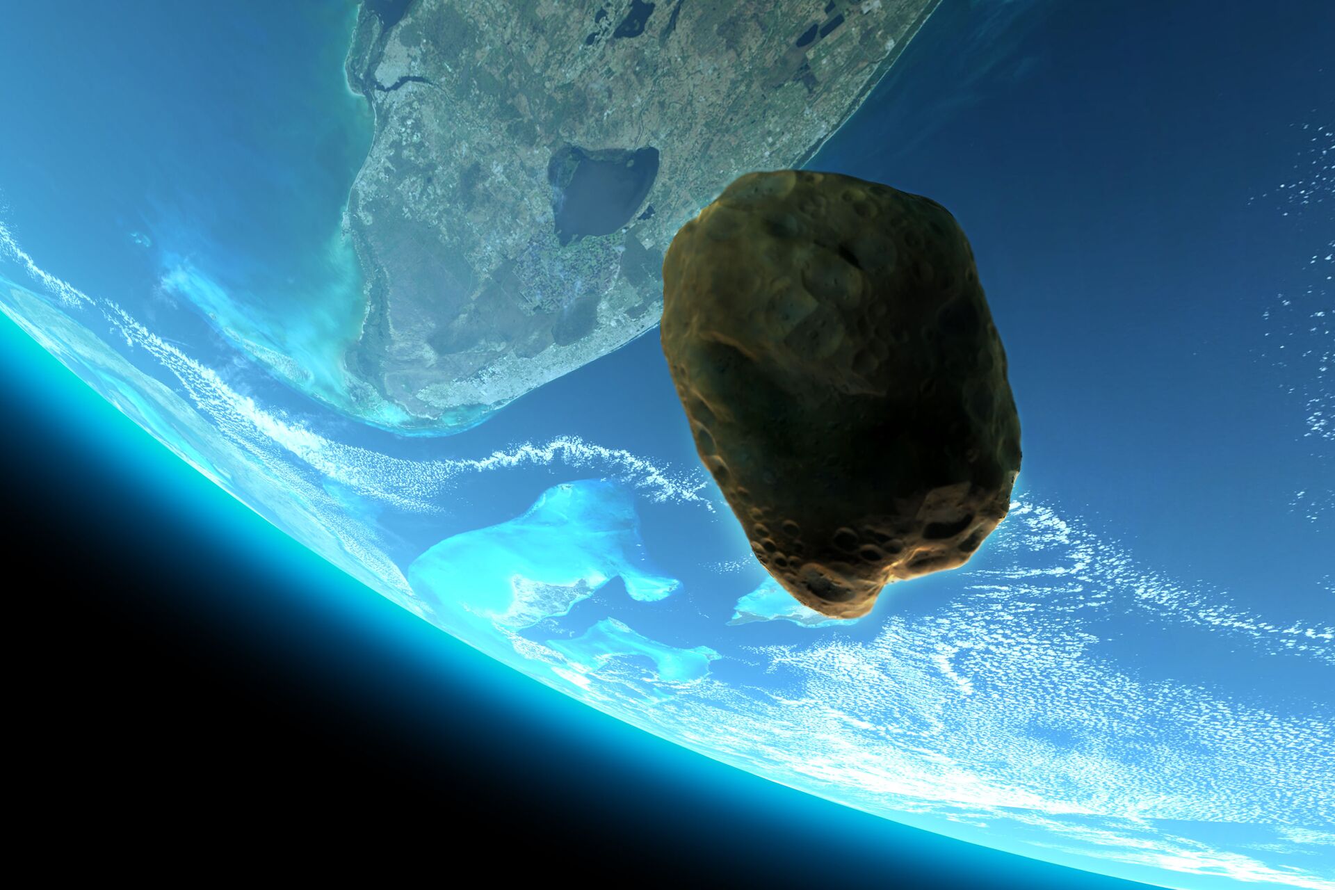 Астероид на фоне Земли - Sputnik Азербайджан, 1920, 16.02.2024