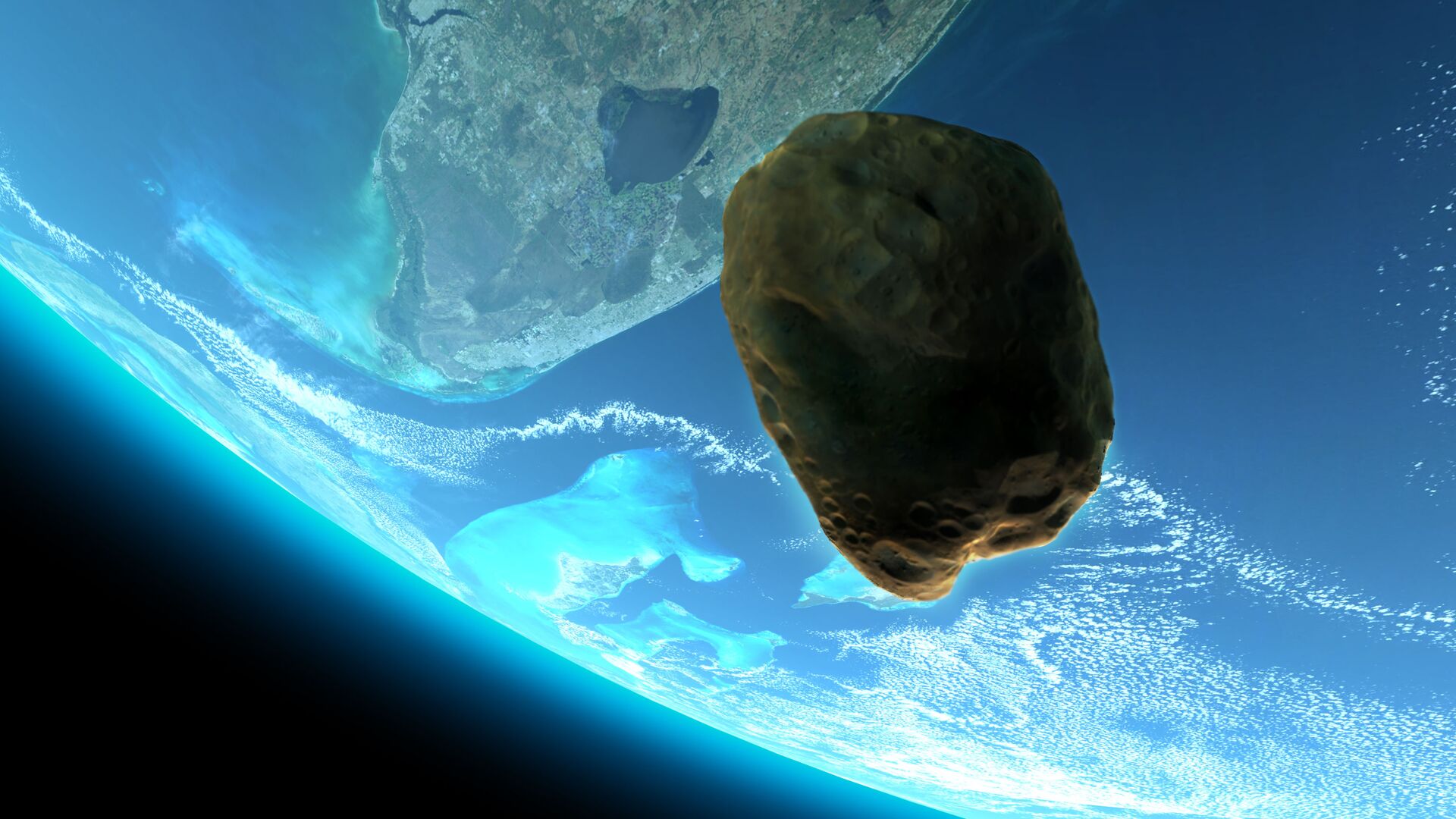 Астероид на фоне Земли - Sputnik Азербайджан, 1920, 05.10.2023