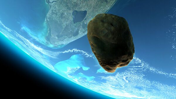 Астероид на фоне Земли - Sputnik Азербайджан