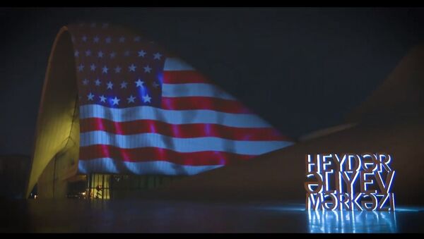 Видеопроекция флага США - Sputnik Азербайджан