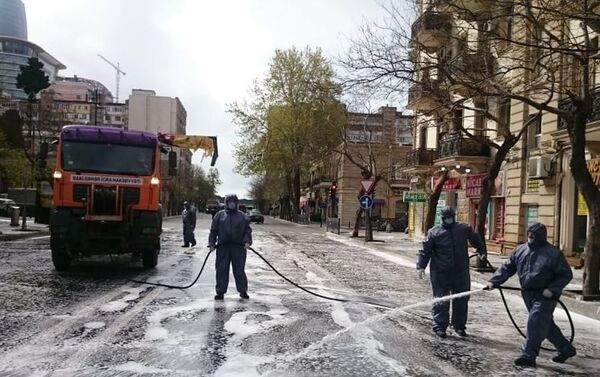 Bakıda küçələrin dezinfeksiyası - Sputnik Azərbaycan