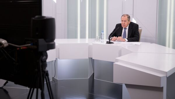Видеоконференция главы МИД РФ Сергея Лаврова, фото из архива - Sputnik Азербайджан