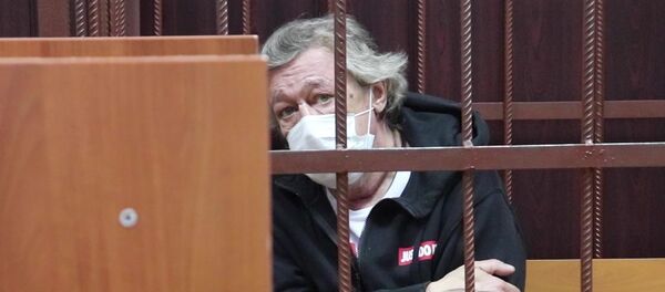 Актёр Михаил Ефремов во время избрания меры пресечения в Таганском суде Москвы Актёр Михаил Ефремов во время избрания меры пресечения в Таганском суде Москвы - Sputnik Азербайджан