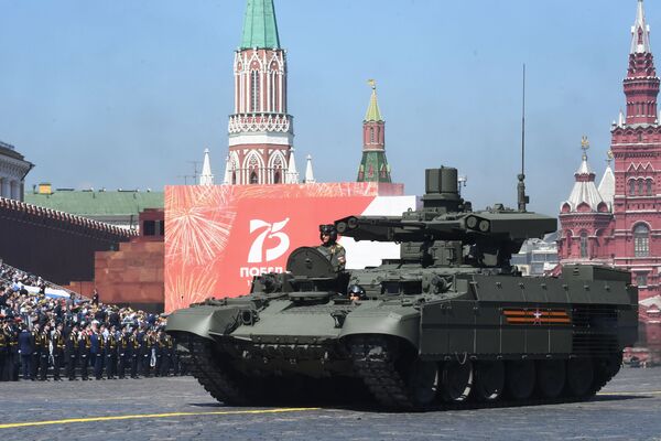 Боевая машина поддержки танков (БМПТ) Терминатор во время военного парада Победы - Sputnik Азербайджан