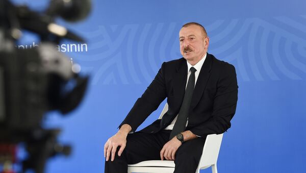 Prezident İlham Əliyev Bakının Xətai rayonunda modul tipli hospitalın açılışında - Sputnik Азербайджан
